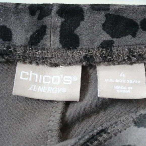 Chico's Velour Animal-Print Legging Pants Gray Black Plus Size 4 20/22 H12256 - Picture 5 of 9
